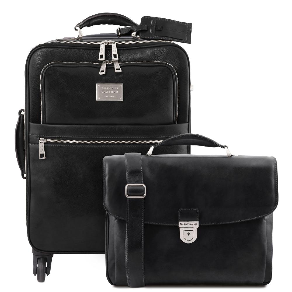 Tuscany Leather Trolley con 4 Ruote e Borsa Porta Computer TL SMART in Pelle Acquista Ora