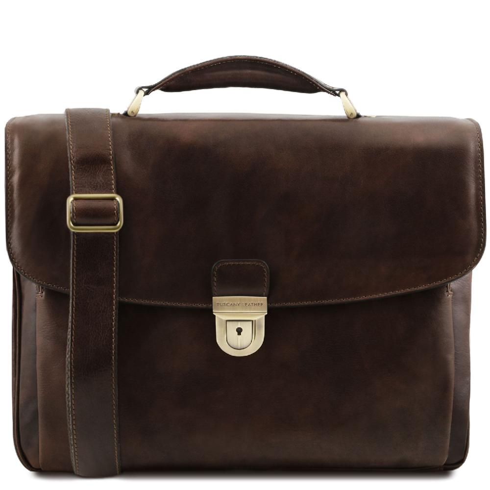 Tuscany Leather Trolley con 4 Ruote e Borsa Porta Computer TL SMART in Pelle Consegna Veloce