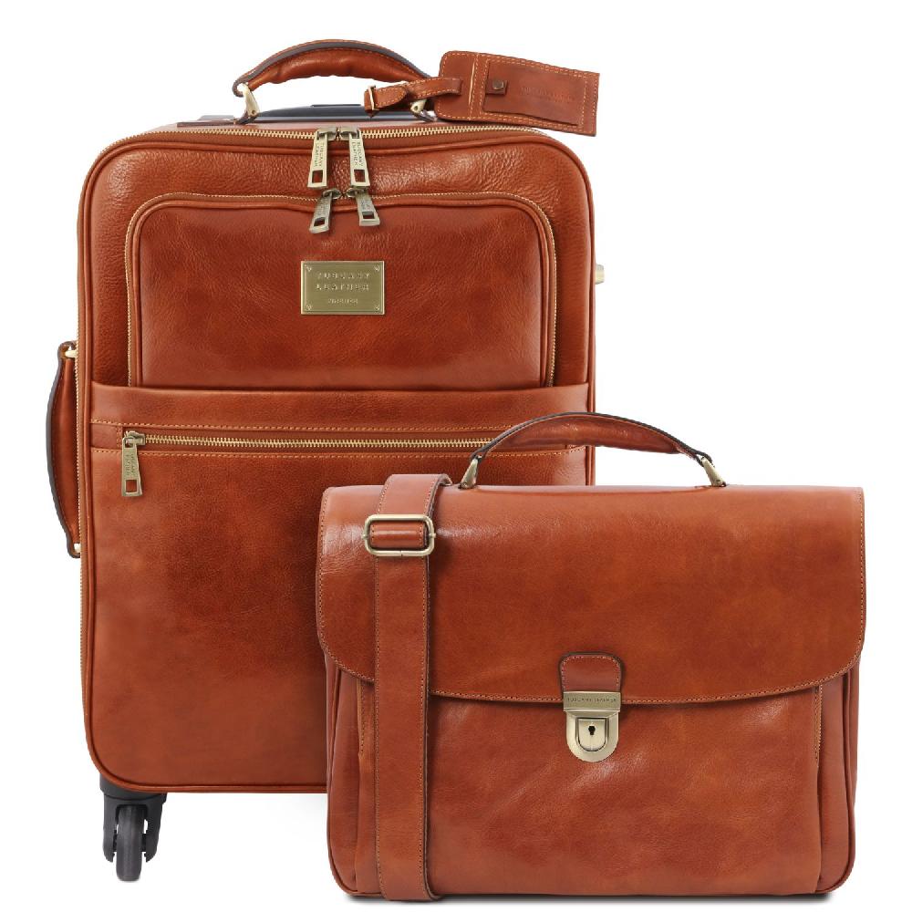 Tuscany Leather Trolley con 4 Ruote e Borsa Porta Computer TL SMART in Pelle Fino Al -60%