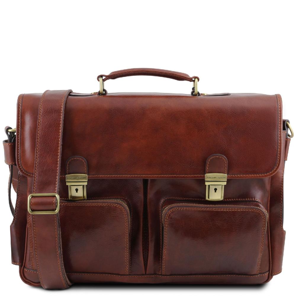 Tuscany Leather Borsa Multiscomparto da Lavoro TL SMART con Tasche Frontali in Pelle Sconto