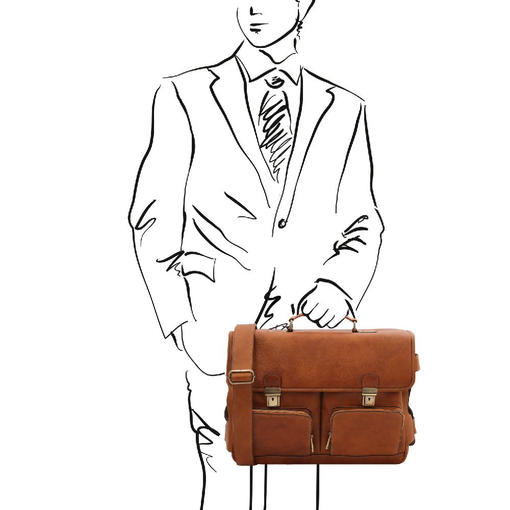 Tuscany Leather Borsa Multiscomparto da Lavoro TL SMART con Tasche Frontali in Pelle Offerta