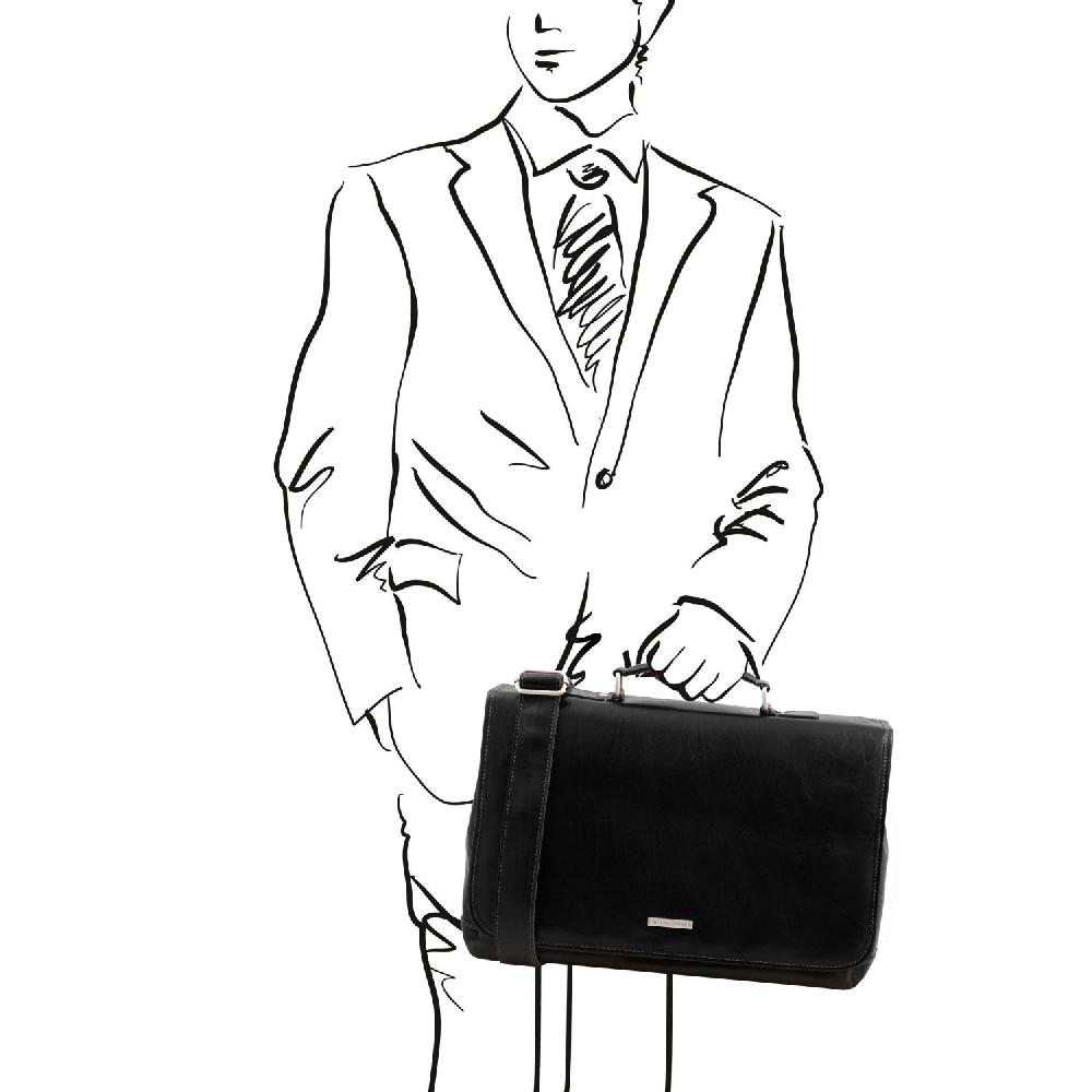Tuscany Leather Borsa da Lavoro TL SMART Multiscomparto in Pelle con Pattella Economico