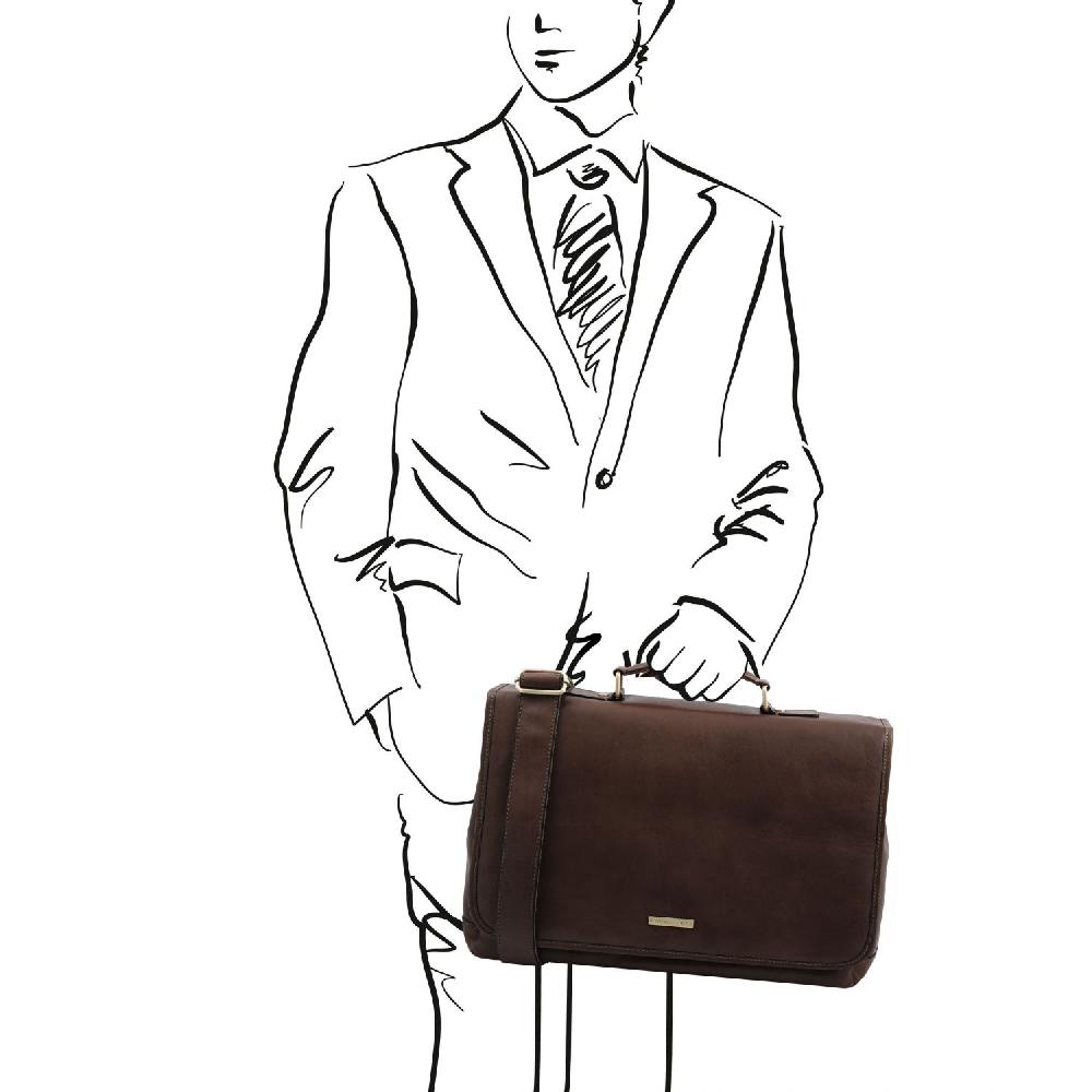 Tuscany Leather Borsa da Lavoro TL SMART Multiscomparto in Pelle con Pattella Online