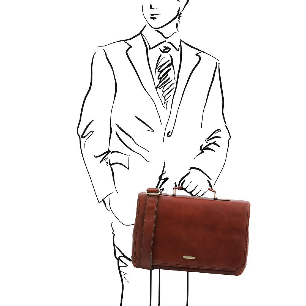 Tuscany Leather Borsa da Lavoro TL SMART Multiscomparto in Pelle con Pattella Outlet