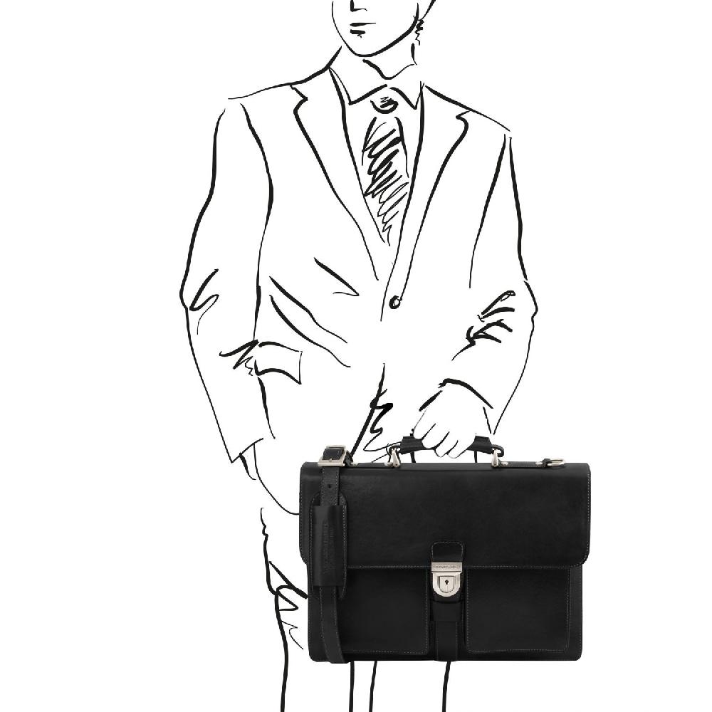 Tuscany Leather Borsa da Lavoro in Pelle 3 Scomparti Vendita Calda