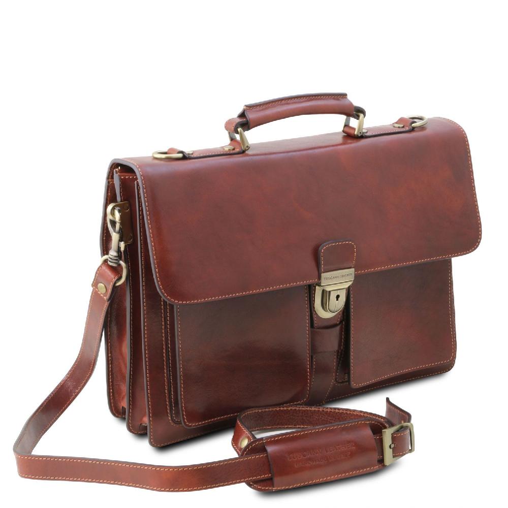 Tuscany Leather Borsa da Lavoro in Pelle 3 Scomparti Vendita Economica