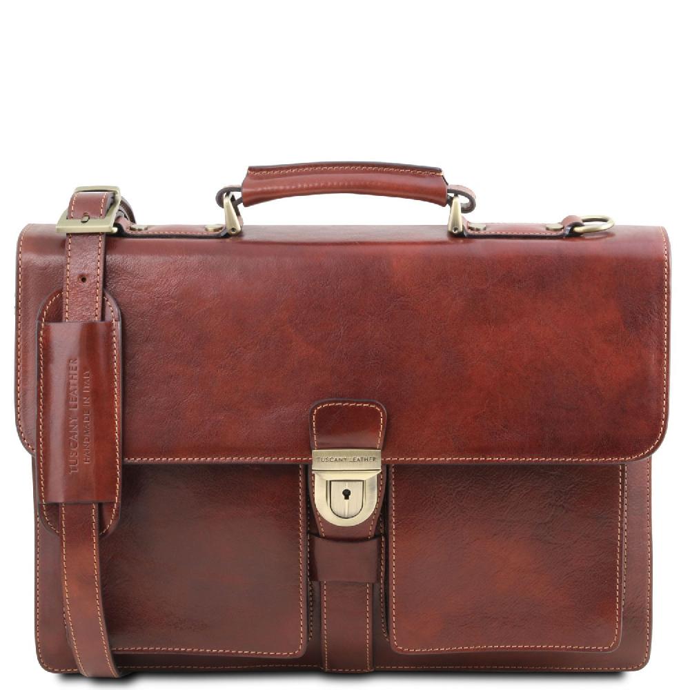 Tuscany Leather Borsa da Lavoro in Pelle 3 Scomparti Saldi Di Fabbrica