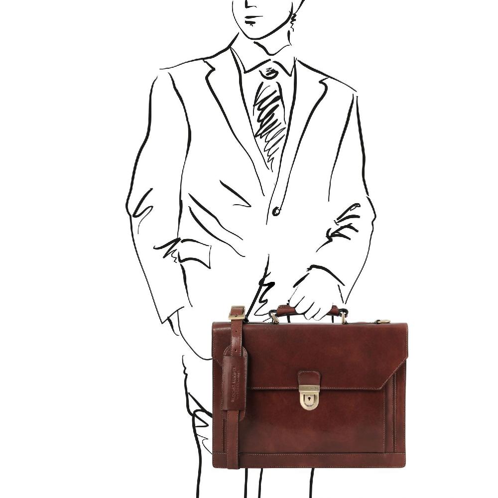 Tuscany Leather Cartella in Pelle 3 Scomparti Sconto di tempo limitato