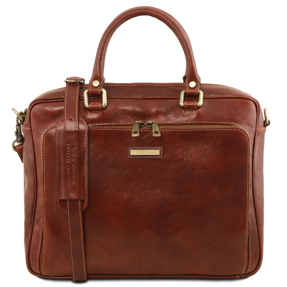 Tuscany Leather Borsa Porta Computer da Lavoro con Tasca Frontale in Pelle Comprare a buon mercato