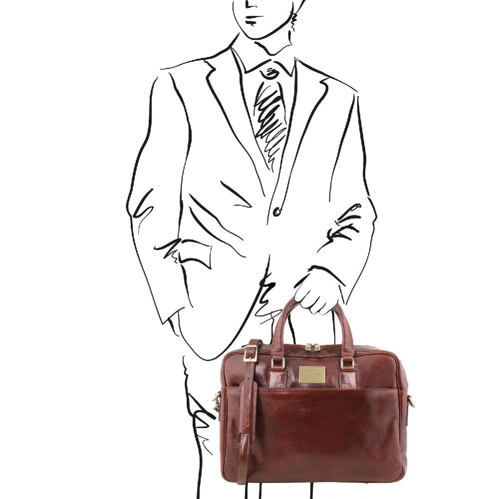 Tuscany Leather Borsa Porta Computer a 2 Scomparti in Pelle Solo un giorno rimasto