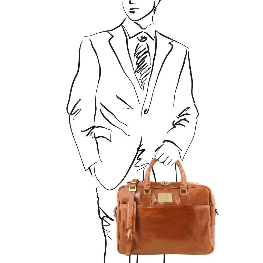 Tuscany Leather Borsa Porta Computer a 2 Scomparti in Pelle Super sconto