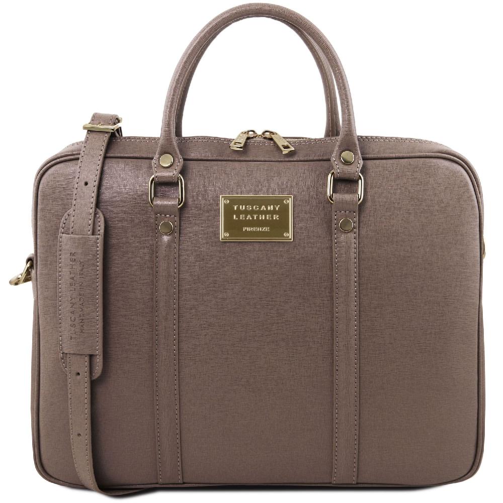 Tuscany Leather Borsa Porta Computer da Donna in Pelle Saffiano Officina