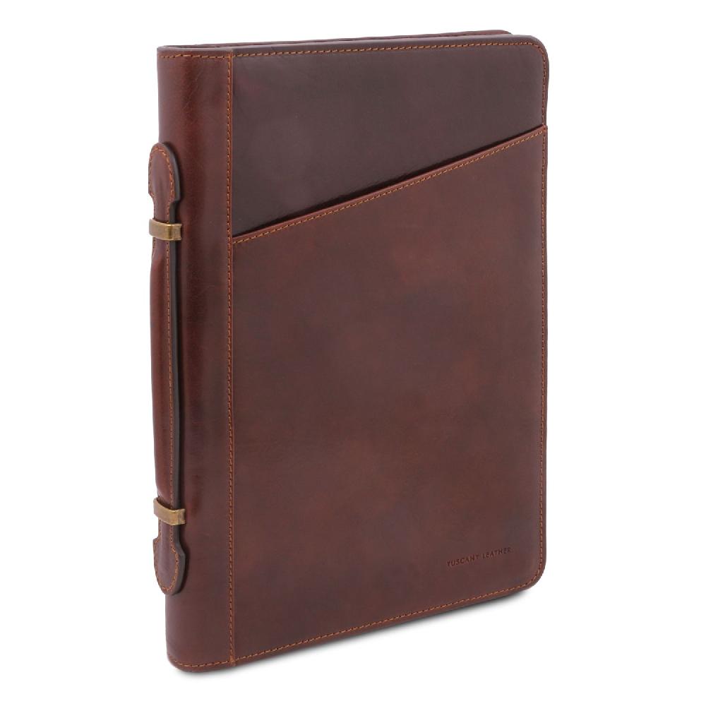 Tuscany Leather Esclusivo Portadocumenti in Pelle con Anelli e Manico Esporta salva