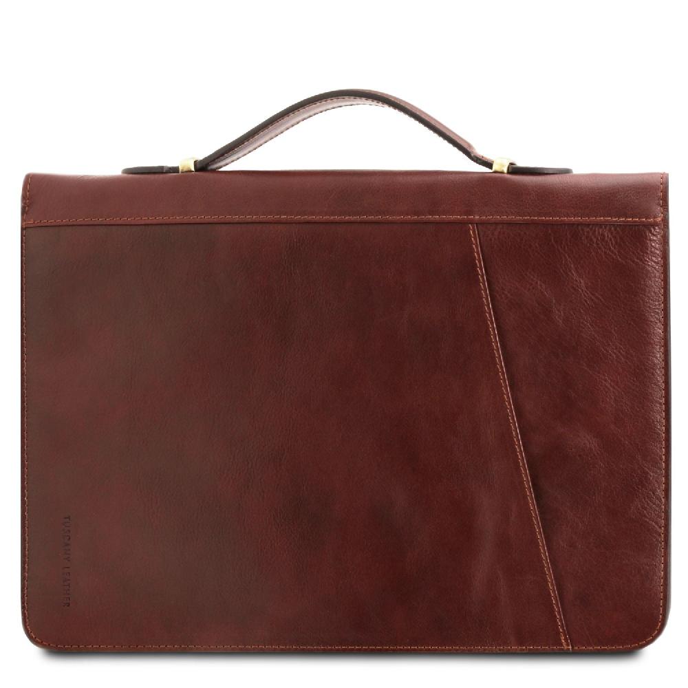 Tuscany Leather Esclusivo Portadocumenti in Pelle con Anelli e Manico Esporta salva