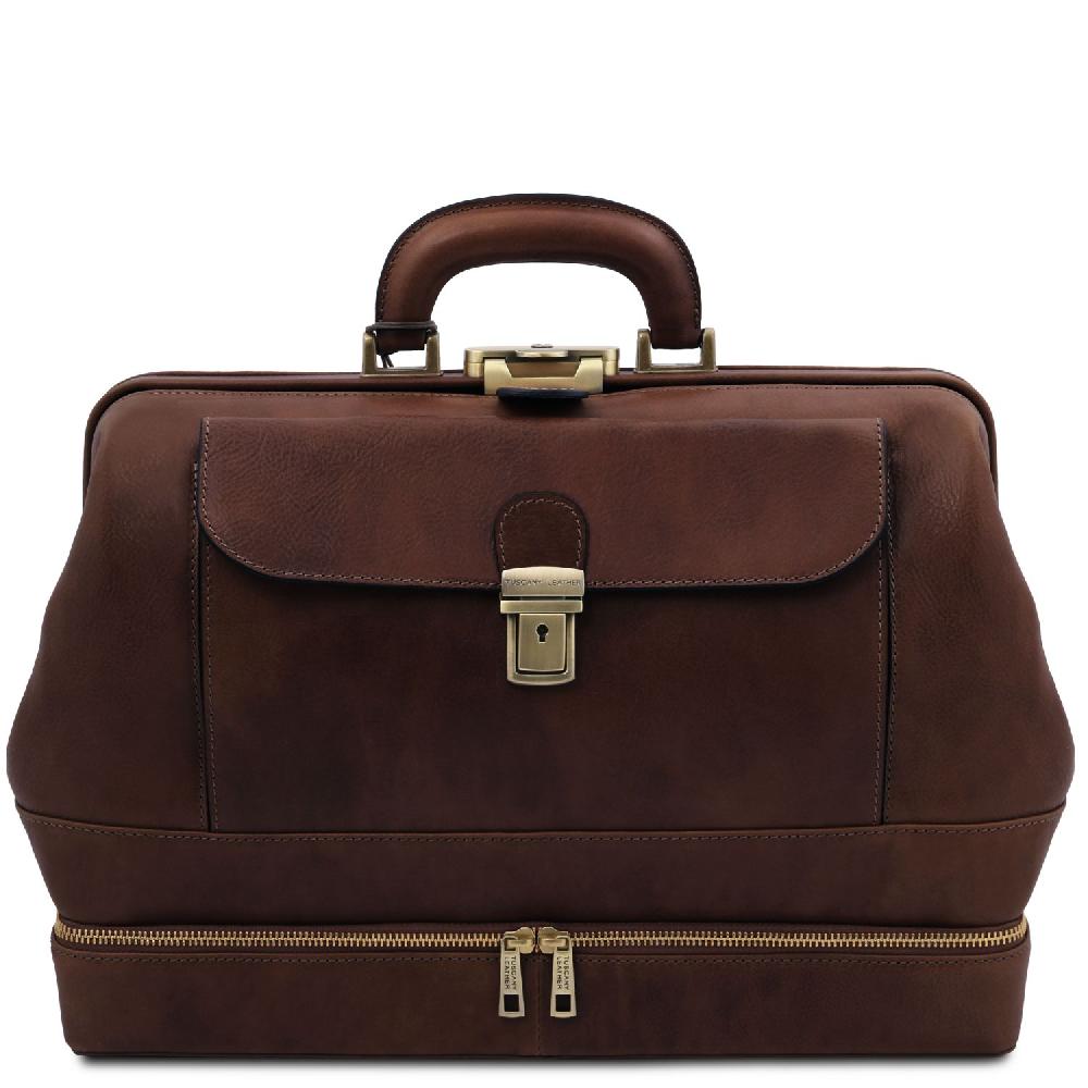 Tuscany Leather Esclusiva Borsa Medico in Pelle con Doppio Fondo Consegna Veloce