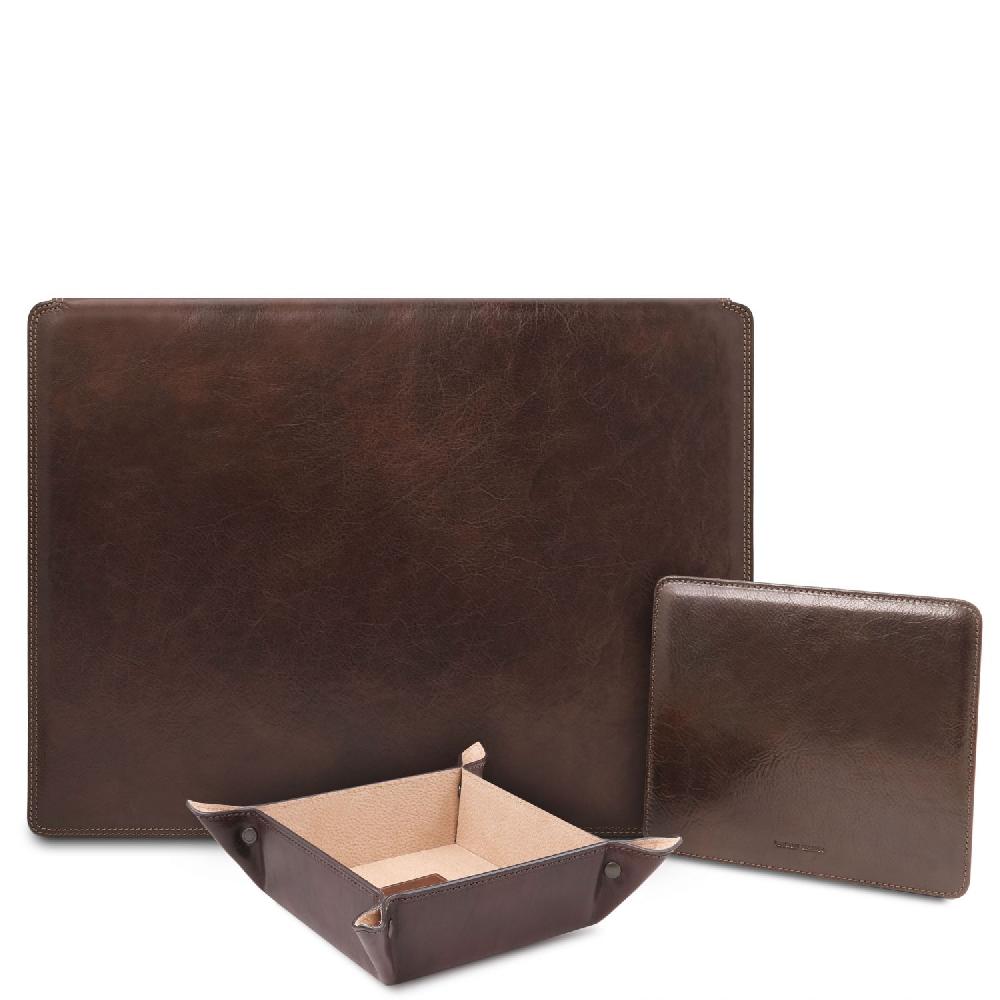 Tuscany Leather Sottomano da Scrivania con Ribalta Tappetino per Mouse e Vuotatasche in Pelle Black Friday