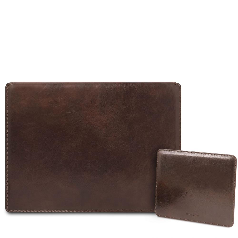 Tuscany Leather Sottomano da Scrivania con Ribalta e Tappetino per Mouse in Pelle Offerta Pasqua