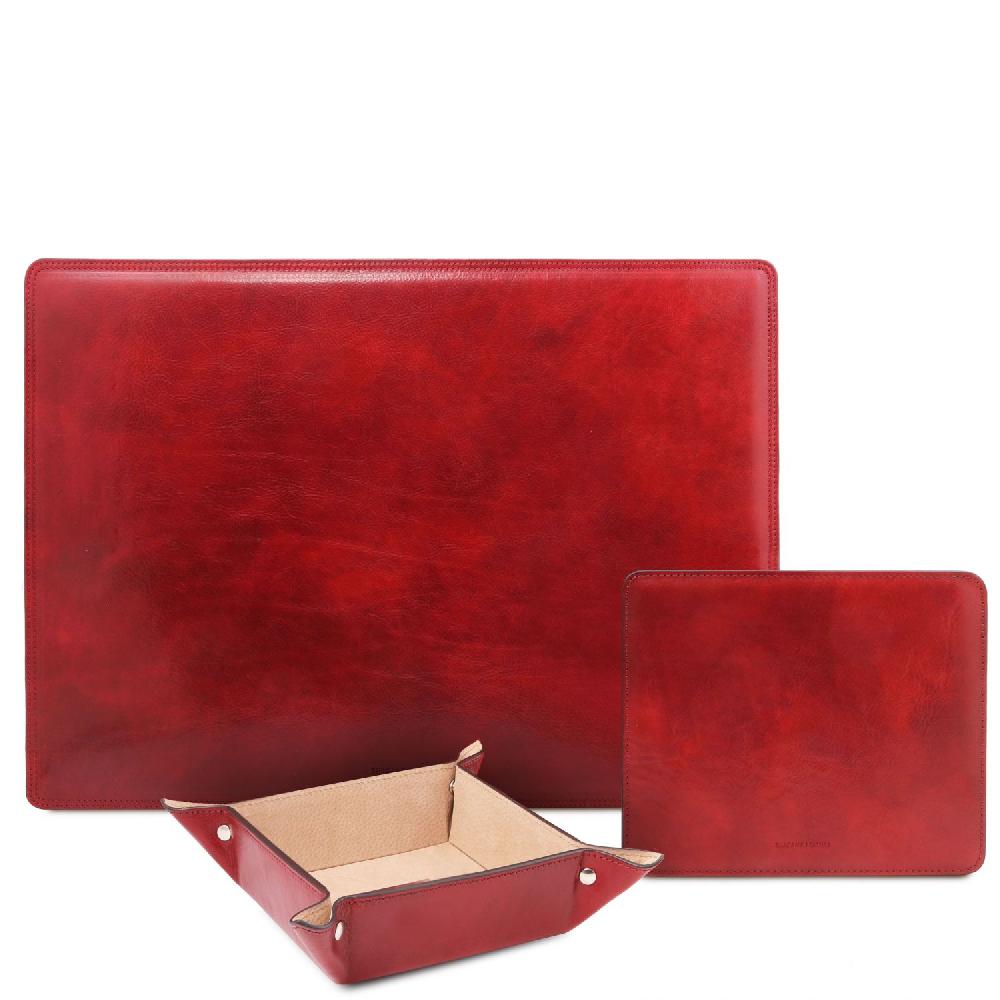 Tuscany Leather Sottomano da Scrivania Tappetino per Mouse e Vuotatasche in Pelle