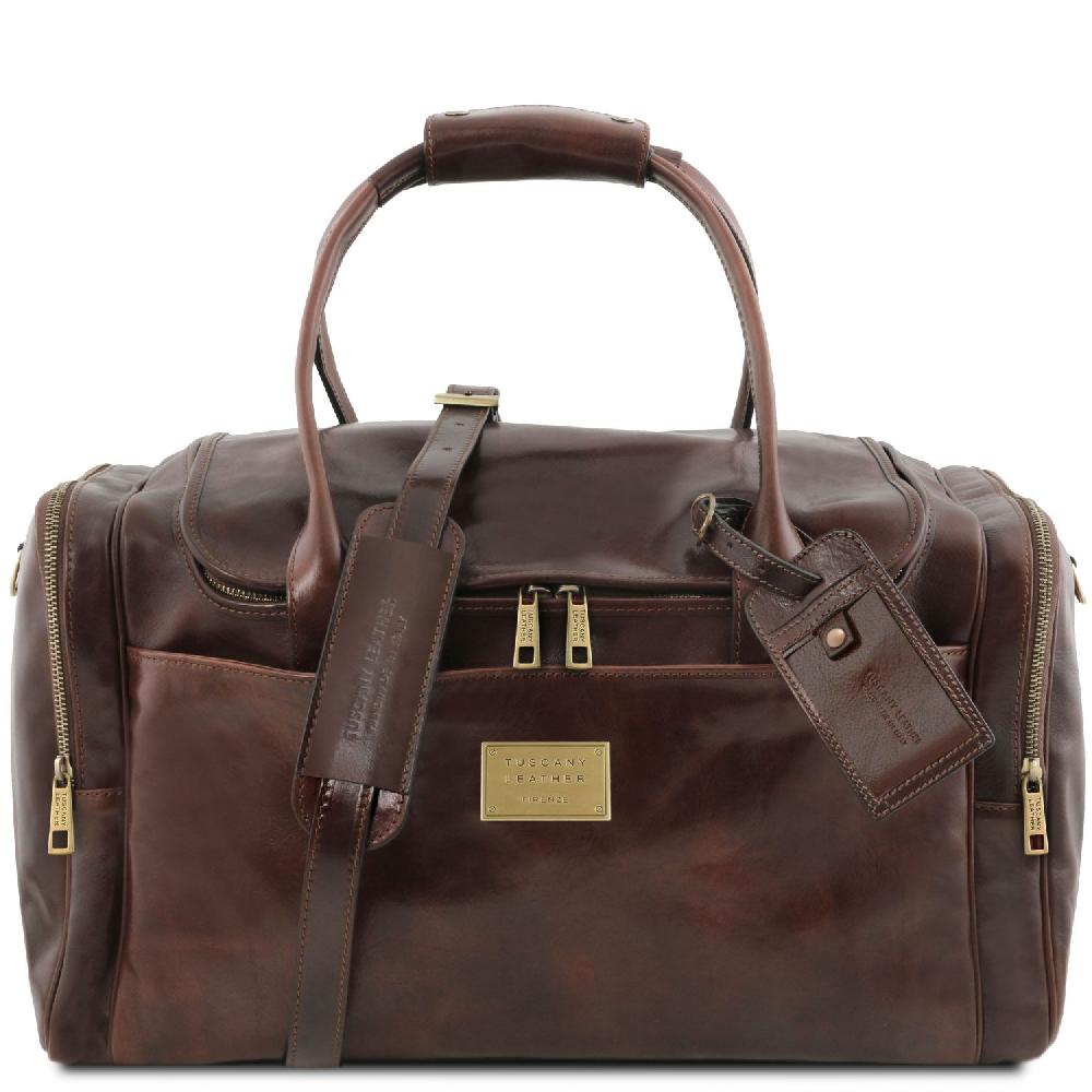 Tuscany Leather Borsone Viaggio in Pelle con Tasche Laterali Sostegno trimestrale