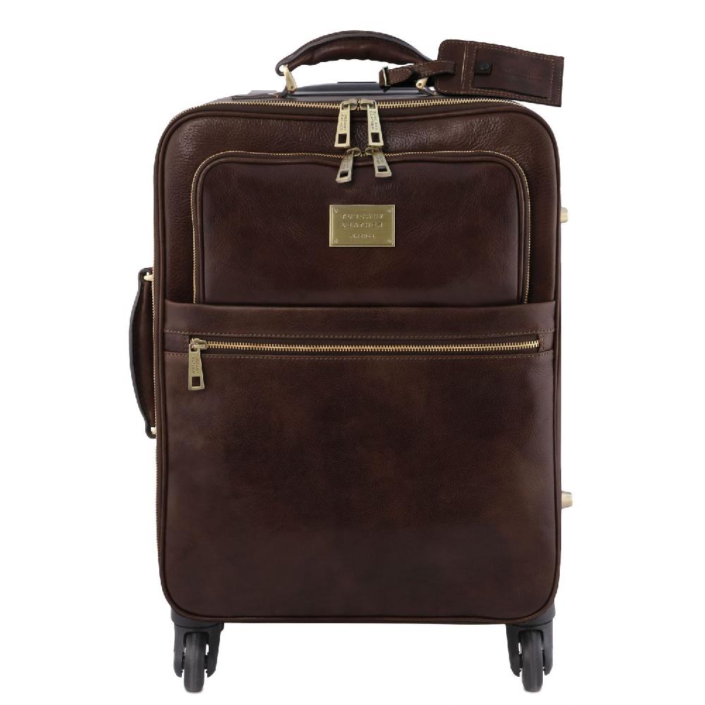 Tuscany Leather Trolley Verticale in Pelle con 4 Ruote Esporta salva