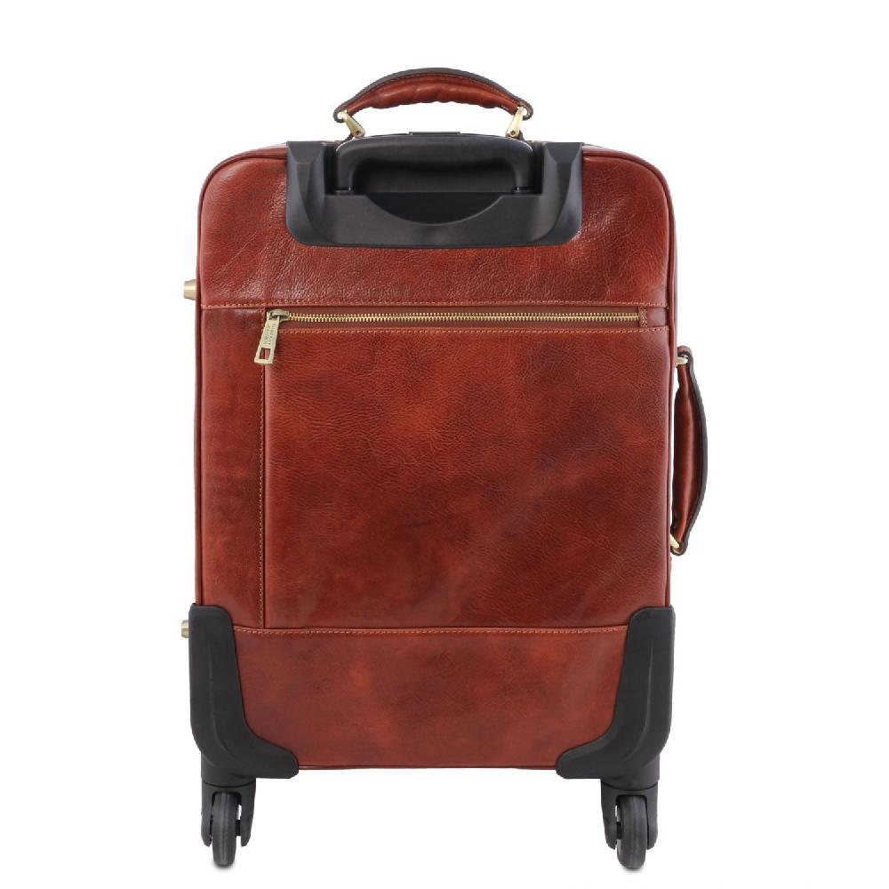 Tuscany Leather Trolley Verticale in Pelle con 4 Ruote Esporta salva