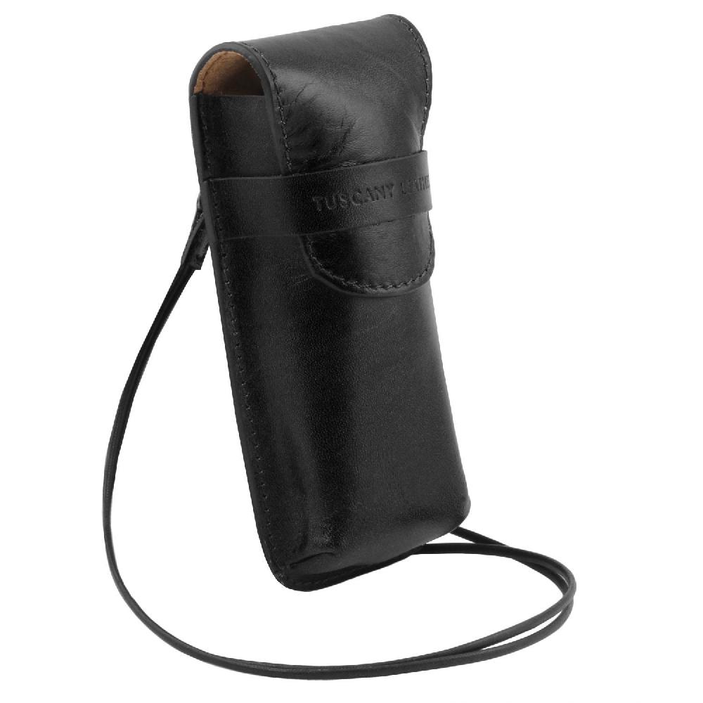 Tuscany Leather Esclusivo Portaocchiali/Portacellulare a Tracolla in Pelle Misura Grande Pezzi Unici