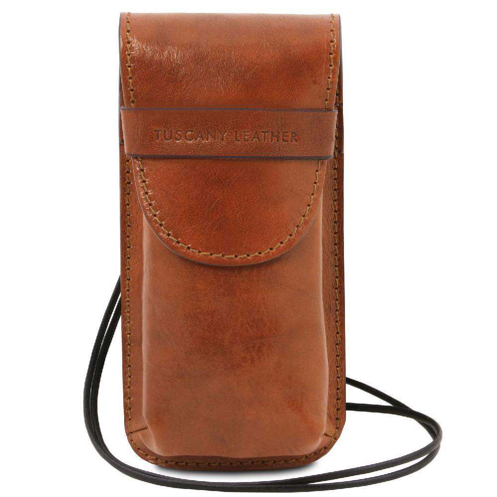 Tuscany Leather Esclusivo Portaocchiali/Portacellulare a Tracolla in Pelle Misura Grande Negozi Online