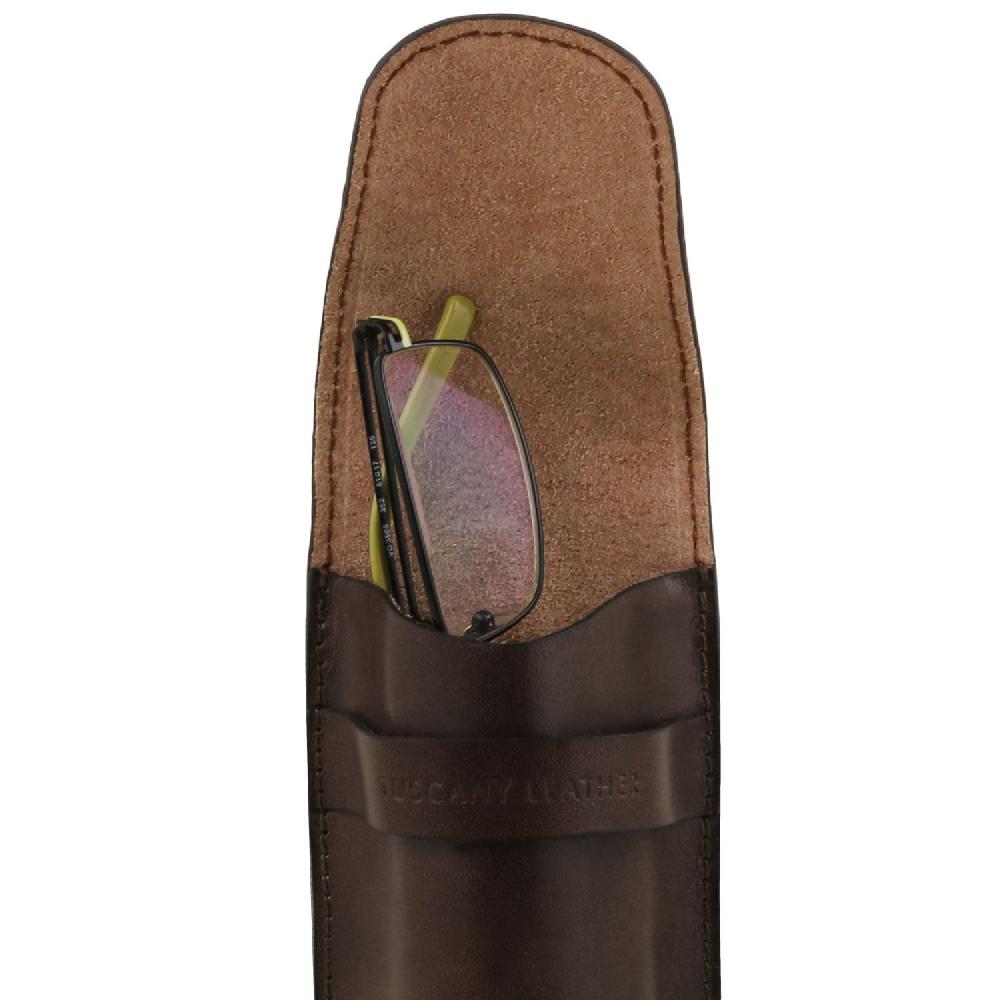 Tuscany Leather Esclusivo Portaocchiali/Portacellulare/porta Orologio a Tracolla in Pelle Prezzo Ridotto