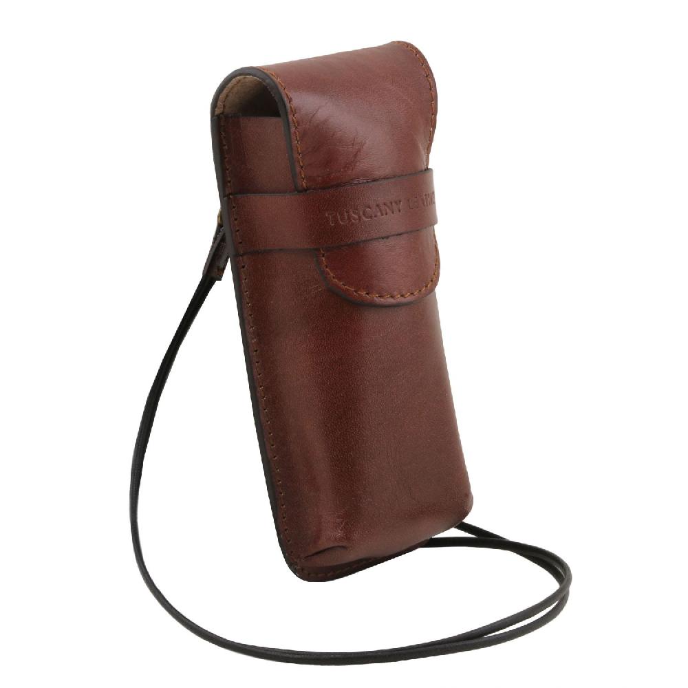 Tuscany Leather Esclusivo Portaocchiali/Portacellulare/porta Orologio a Tracolla in Pelle Sottocosto