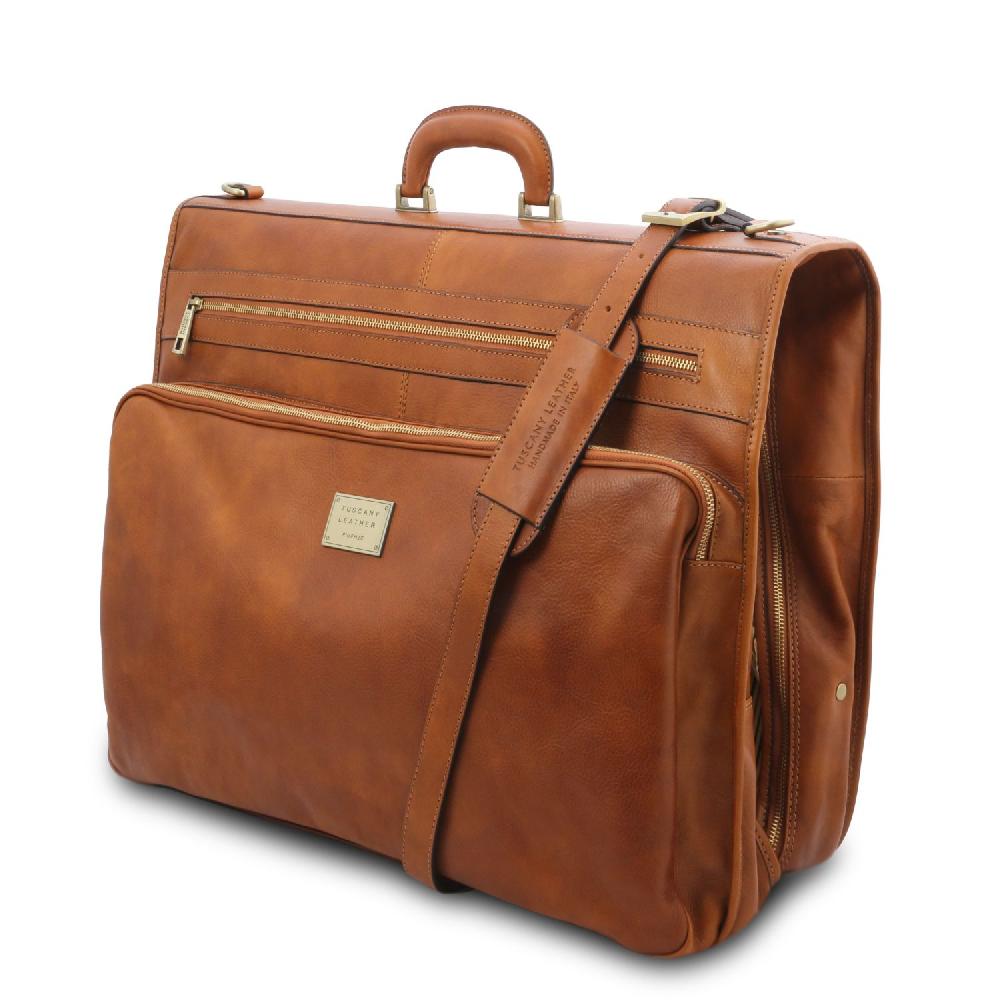 Tuscany Leather Porta Abiti in Pelle con Tascone Davanti Outlet