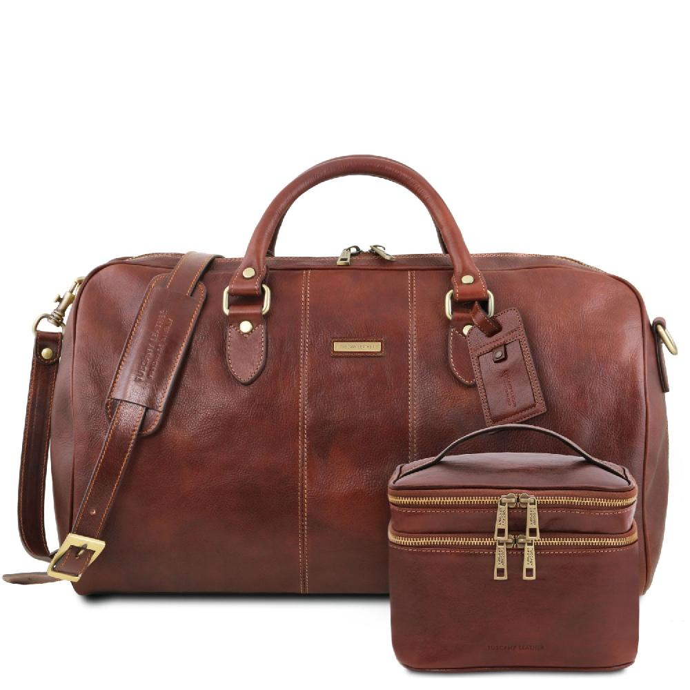 Tuscany Leather Borsone da Viaggio in Pelle e Beauty Case in Pelle Nuova