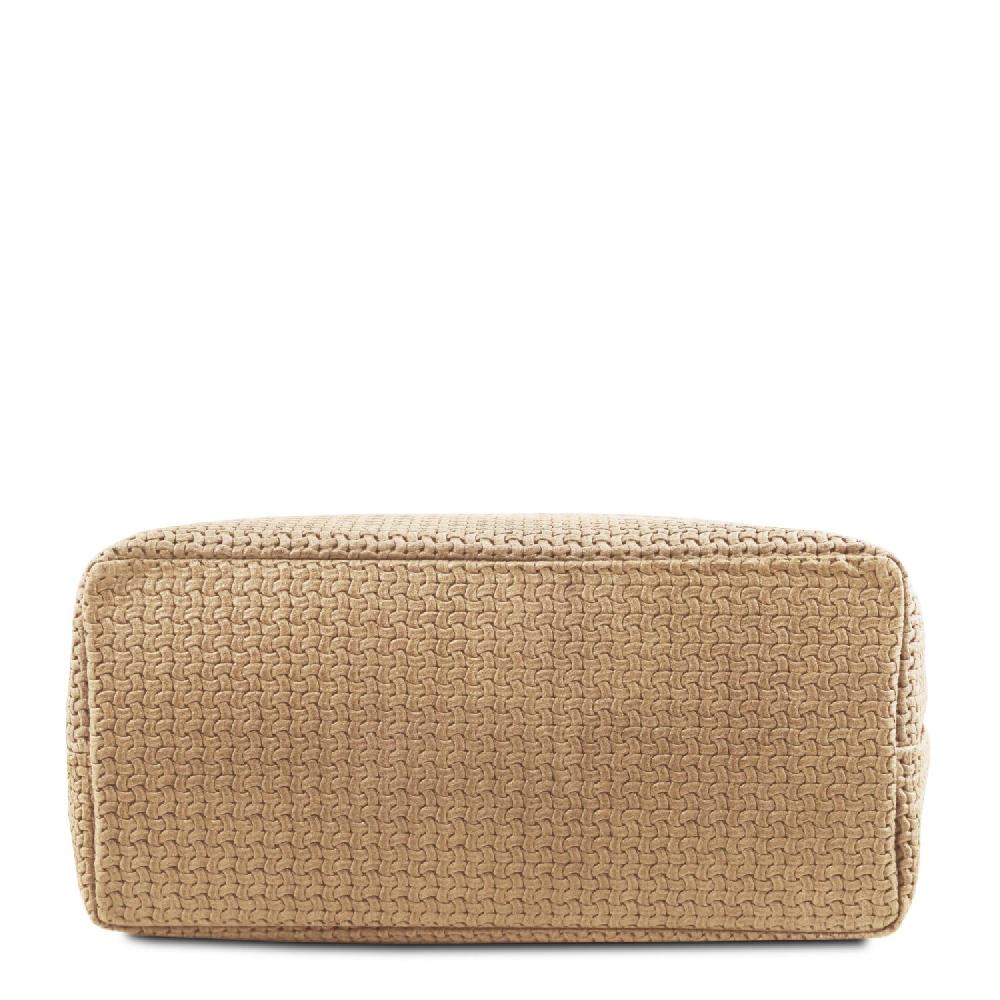 Tuscany Leather Borsa Shopping in Pelle Stampa Intrecciata Offerta temporanea