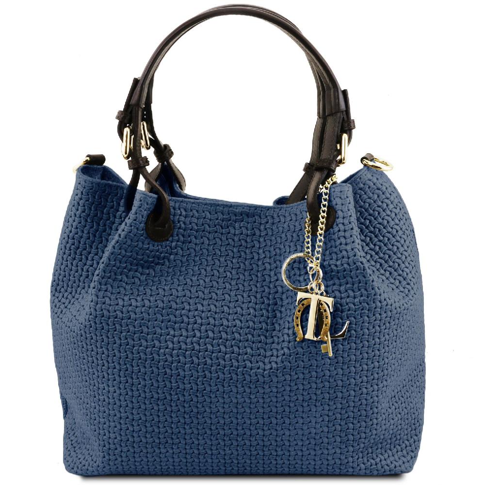 Tuscany Leather Borsa Shopping in Pelle Stampa Intrecciata Offerte esclusive