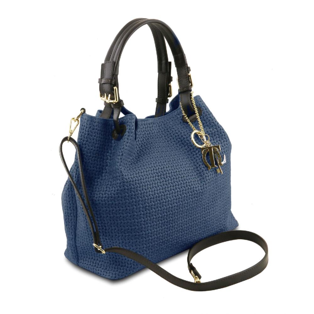 Tuscany Leather Borsa Shopping in Pelle Stampa Intrecciata Offerte esclusive