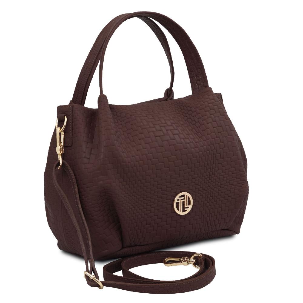 Tuscany Leather Borsa a Mano in Pelle Morbida Stampa Intrecciata Limitato a 3 giorni