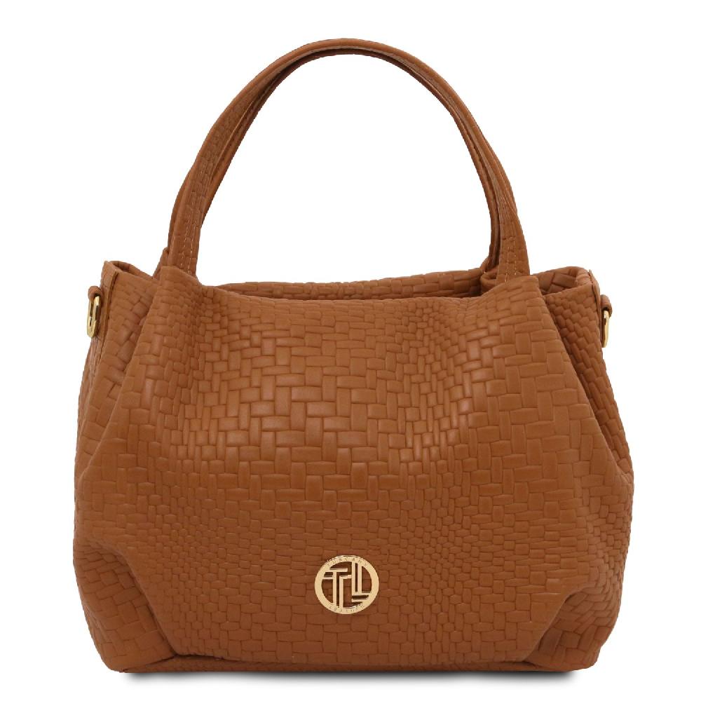 Tuscany Leather Borsa a Mano in Pelle Morbida Stampa Intrecciata Esporta salva