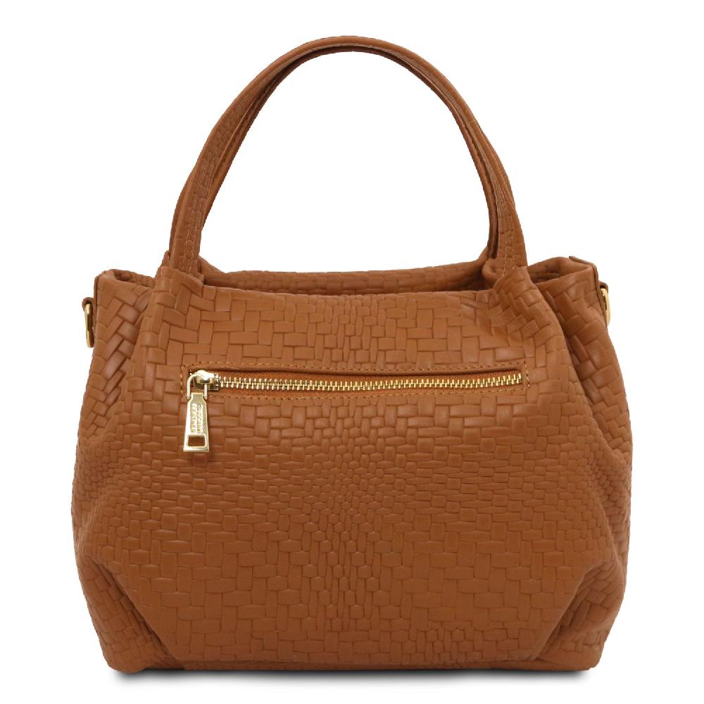 Tuscany Leather Borsa a Mano in Pelle Morbida Stampa Intrecciata Esporta salva