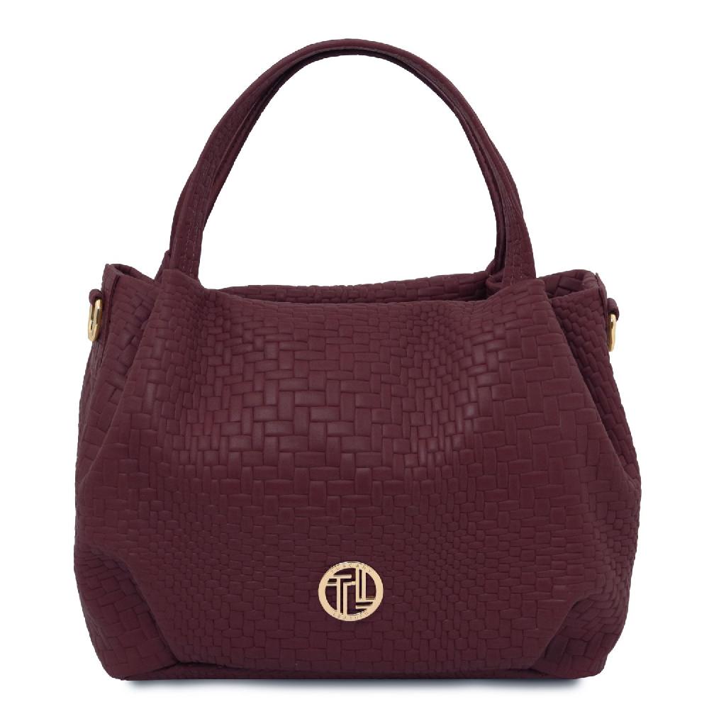 Tuscany Leather Borsa a Mano in Pelle Morbida Stampa Intrecciata Black Friday Prezzi