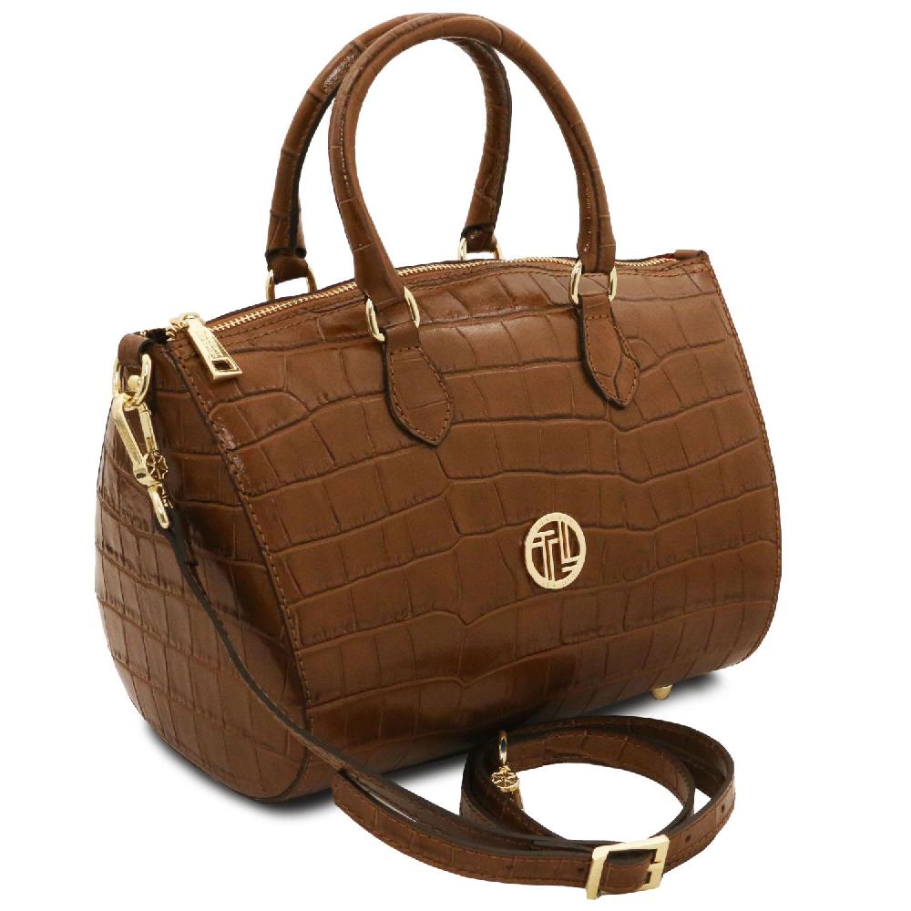 Tuscany Leather Bauletto in Pelle Stampa Cocco In vendita