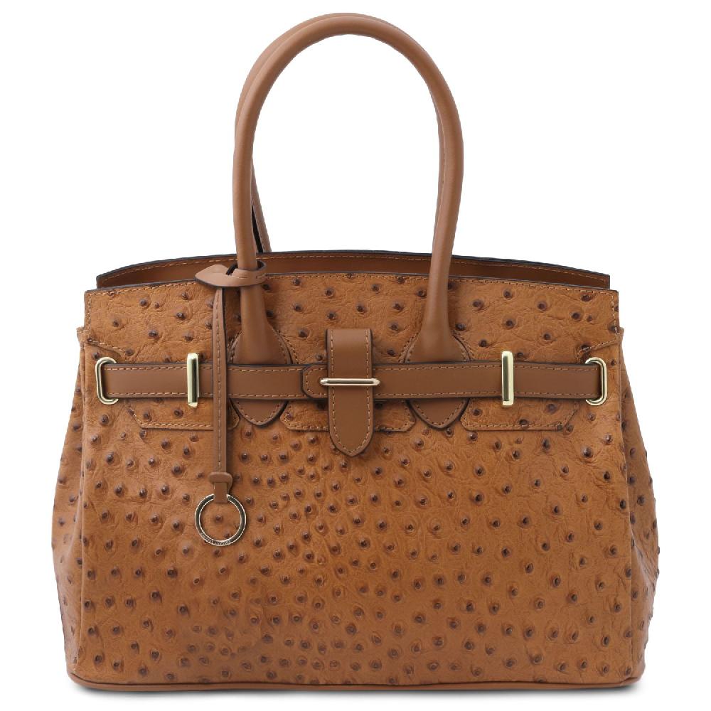Tuscany Leather Borsa a Mano in Pelle Stampata Effetto Struzzo Flash Sale