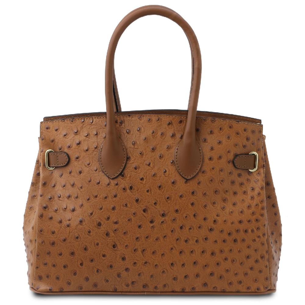 Tuscany Leather Borsa a Mano in Pelle Stampata Effetto Struzzo Flash Sale