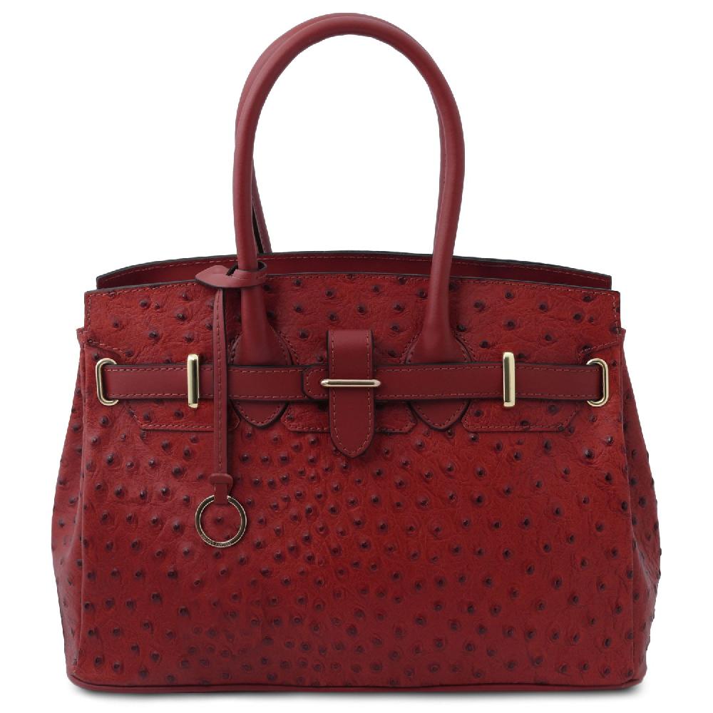 Tuscany Leather Borsa a Mano in Pelle Stampata Effetto Struzzo Fornitura limitata