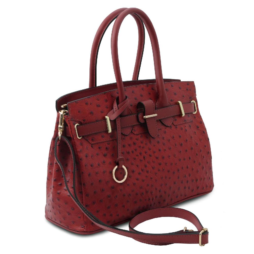 Tuscany Leather Borsa a Mano in Pelle Stampata Effetto Struzzo Fornitura limitata