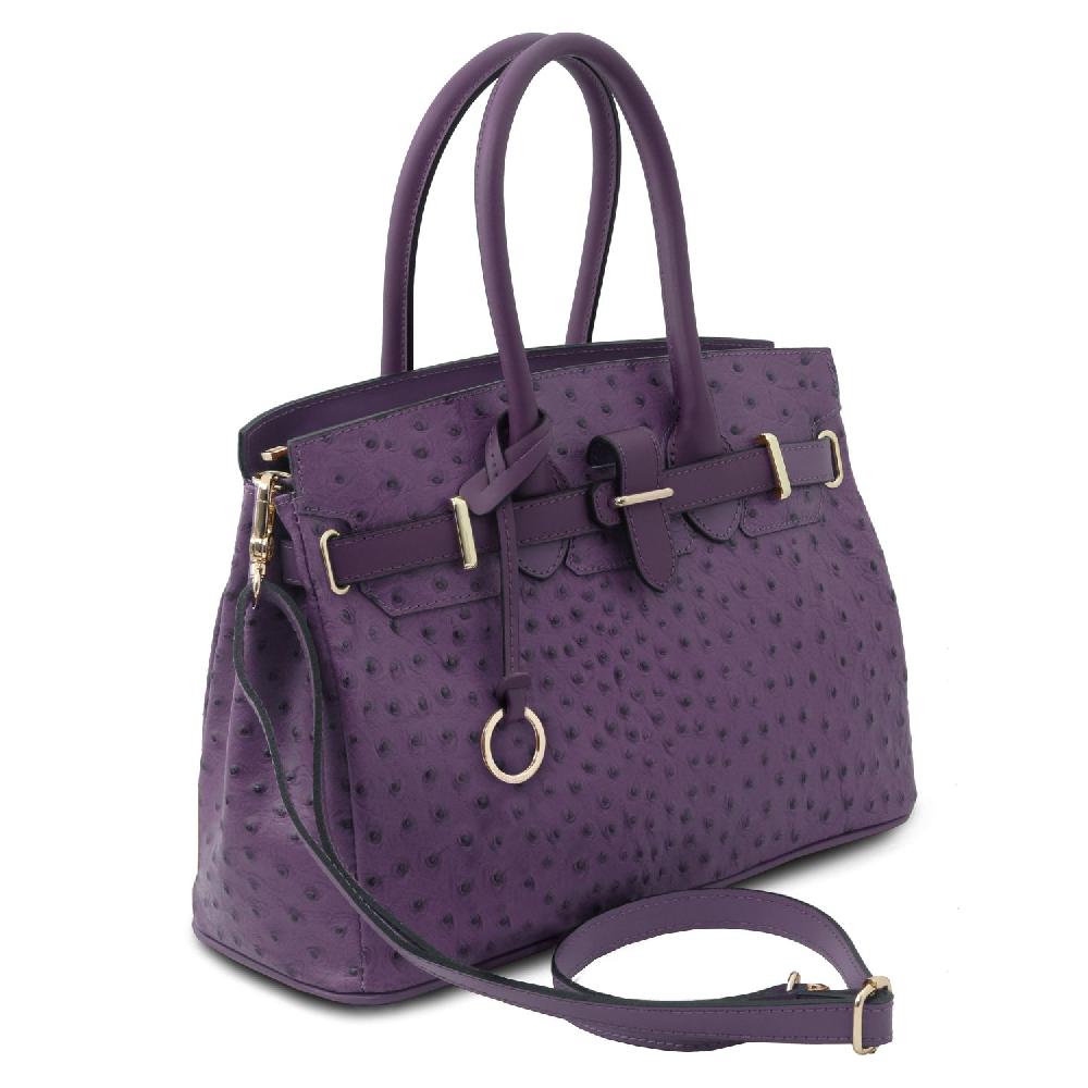 Tuscany Leather Borsa a Mano in Pelle Stampata Effetto Struzzo Shopping online