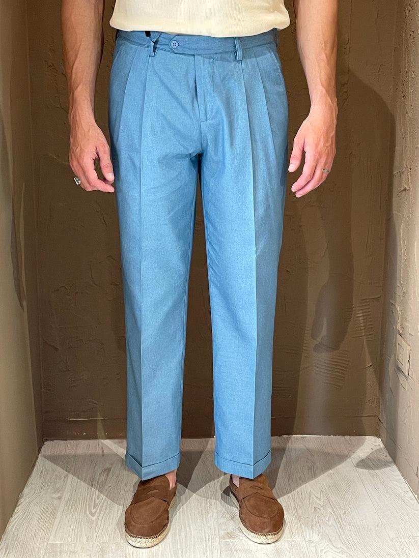 Underground Couture Pantalone Doppia Pence Celeste Economico