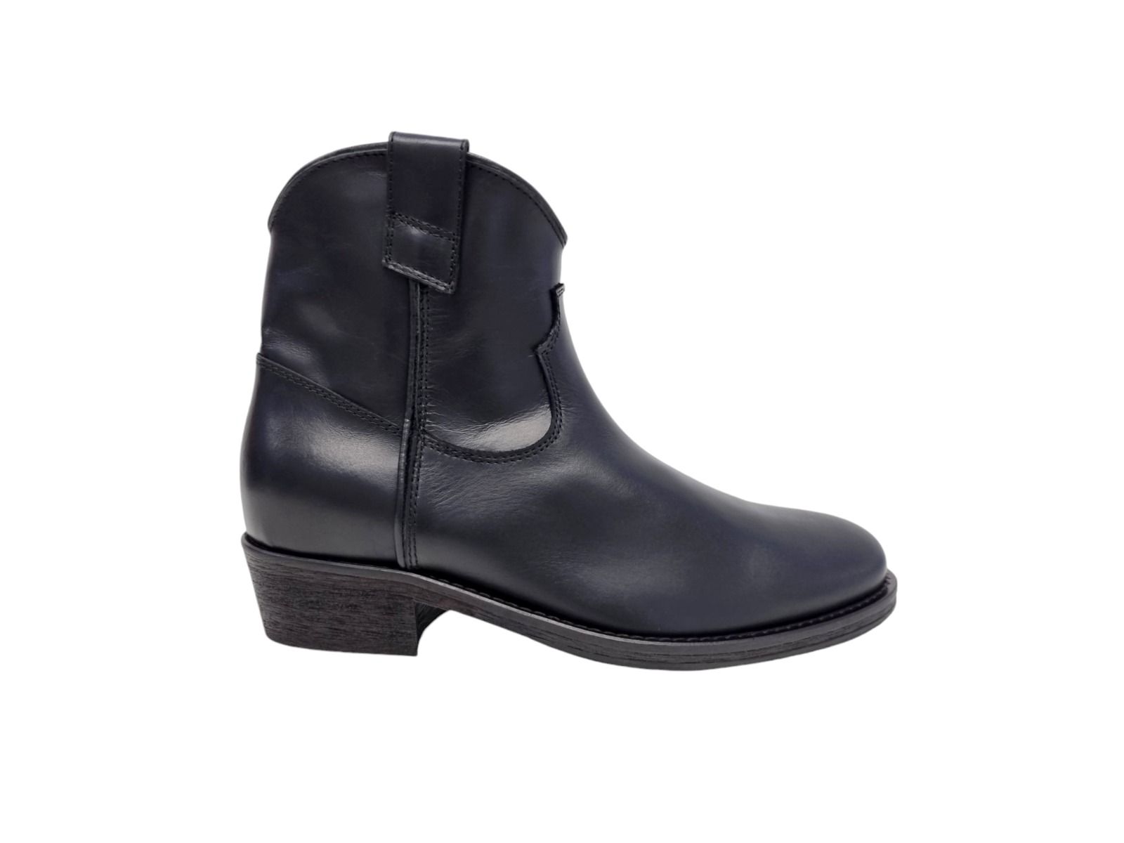 Via Roma 15 Tronchetto texano zip pelle nera 1476 - Via Roma 15 Soddisfazione Garantita