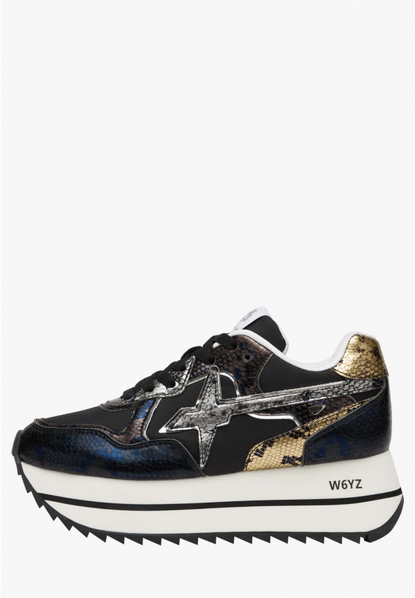 ﻿W6yz Sneakers in pelle e tessuto tecnico Nero -DEVA W