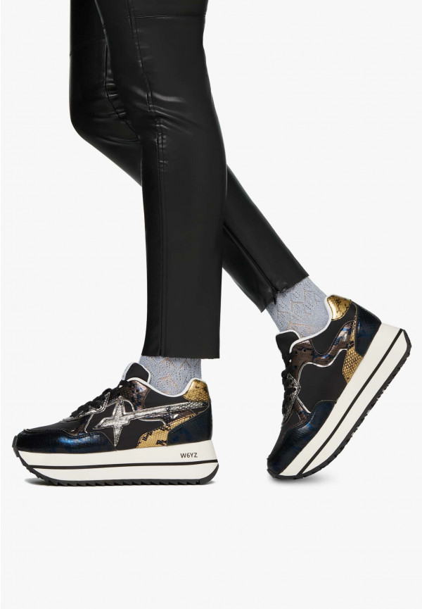 ﻿W6yz Sneakers in pelle e tessuto tecnico Nero -DEVA W Qualità