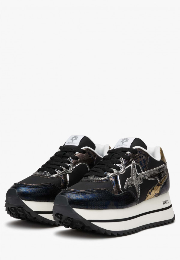 ﻿W6yz Sneakers in pelle e tessuto tecnico Nero -DEVA W Qualità