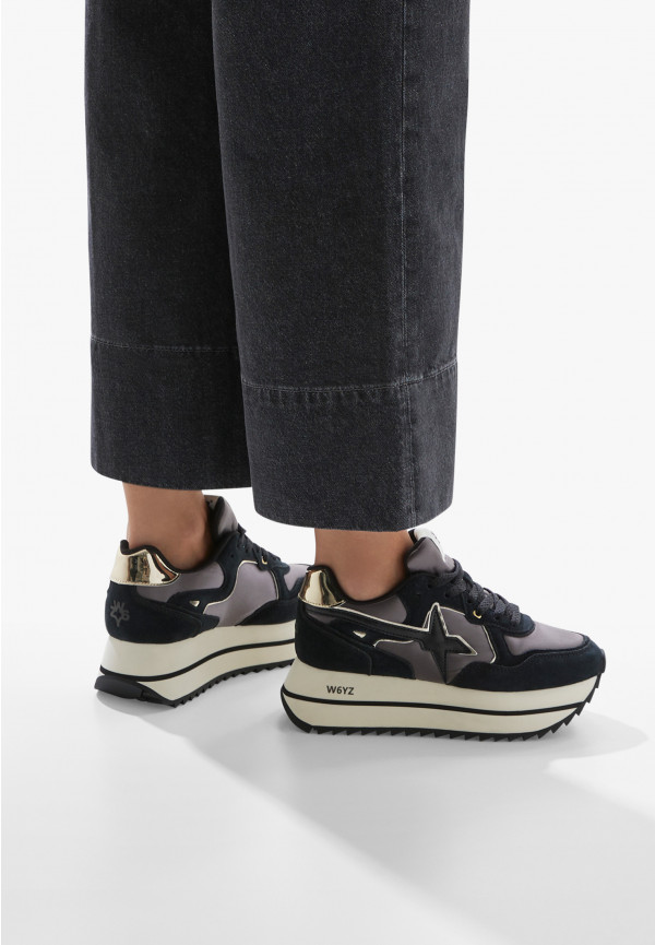 W6yz Sneakers in suede e tessuto tecnico Nero -DEVA W Vendita